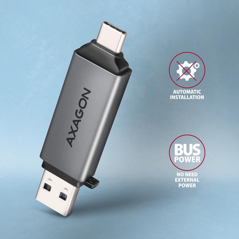 Axagon CRE-DAC External USB 3.2 Gen1 Type-C+Type-A 2-slot SD/microSD (6)
